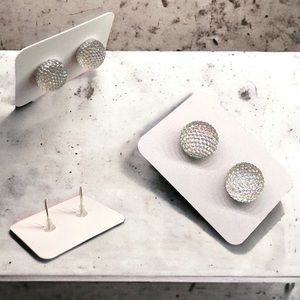 SALE! HOLOGRAPHIC CLEAR CRYSTAL HYPOALLERGENIC POST EARRINGS MINI PETITE